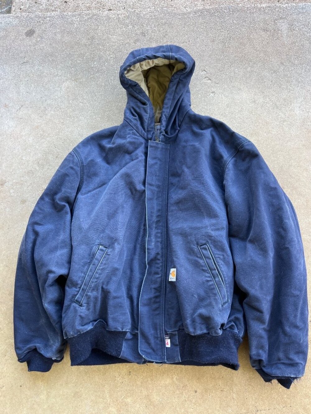 Vintage Carhartt Mens FR Jacket Navy Quilted Lining Flame-Resistant CAT 4 Size X